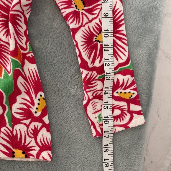 Hot Pink white yellow black green floral knit top v neck and scoop back - Picture 7 of 9